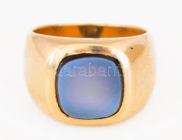 14K arany (Au) gyűrű kalcedon kőberkással, jelzett br 20,6 g