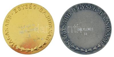 1966. "Magasabb Egység Bajnokság" (2xklf) kétoldalas aranyozott Al + ezüstpatinázott Al dí...