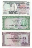 Mozambik 1961-1970. 50E + 100E + 500E T:AU Mozambique 1961-1970. 50 Escudos + 100 Escudos + 500 Escudos C:AU