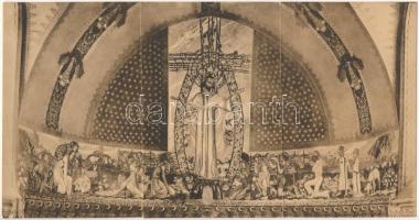 Budapest VII. Regnum Marianum kápolnája, belső. Damjanich utca 50. 3-részes kihajtható panorámalap s: Nagy Sándor