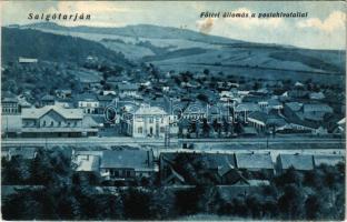 1926 Salgótarján, Fő téri állomás a postahivatallal, vasútállomás. Özv. Dr. Németh Dezsőné kiadása (fl)