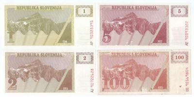 Szlovénia 1990-1992. 1T - 100T (9x) T:AU-F
Slovenia 1990-1991. 1 Tolarjev - 100 Tolarjev (9x) C:AU-...