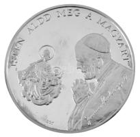 Bognár György (1944-) / Lebó Ferenc (1960-) 1991. "II. János Pál pápa látogatása - Budapest" jelzett Ag emlékérem, sorszámozott tanúsítvánnyal "108", dísztokban (31,39g/0.925/42,5mm) T:PP fo.