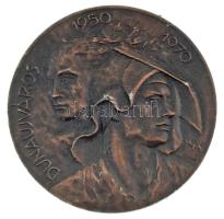 1970. "Dunaújváros 1950-1970" egyoldalas bronzozott Al plakett (60mm) T:XF, bronzozás enyhén lekopott