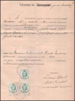 1898 Mezőkövesd, járásbírósági telekkönyvi hivatali irat, 3x15 kr., 1 ft. és 50 kr. okmánybélyegekke...