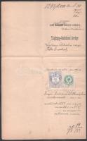 1898 Mezőkövesd, járásbírósági telekkönyvi hivatali irat, 3x15 kr., 1 ft. és 50 kr. okmánybélyegekke...