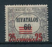 1921/1924 Hivatalos 25K/60f bélyeg a felülnyomat gépszínátnyomatával