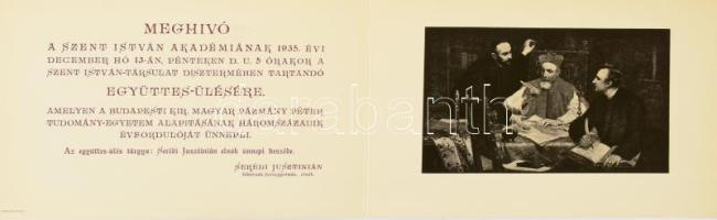 1935 Meghívó Pázmány Péter Tudományegyetem alapításának 300. évfordulójára tartott ünnepségre szóló meghívó