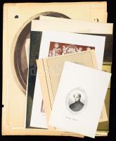 cca 1850 Portré metszetek magyar és külföldi hírességektől: Kölcsey, Mendel, Rubens, Bólyai, Eötvös Lóránd, IV. Károly, II. Rákóczi Ferenc, Liszt, Descartes, Corneille, Deák, + néhány egyéb metszet, klf technikák, rézmetszet, acélmetszet, litho, stb