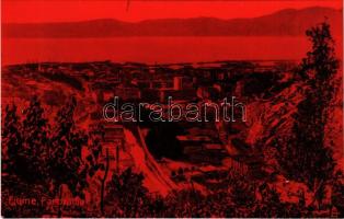 Fiume, Rijeka; Panorama. Raphael Tuck &amp; Sons "Fire Effects" (gyűrődés / crease)