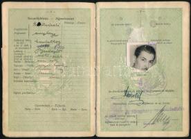 1924-27 Útlevél Incze Pál Domokos biokémikus részére, magyar és román okmánybélyegekkel, számos bejegyzéssel (többe közt Segesvár, Erdély) és bélyegzéssel a 19. lapig, sérült fényképpel, javított gerinccel, kisebb felületi sérülésekkel, kissé foltos. A tételhez tartozik Incze Pál Domokos névjegykártyája