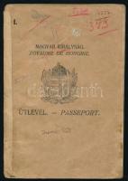 1924-27 Útlevél Incze Pál Domokos biokémikus részére, magyar és román okmánybélyegekkel, számos beje...