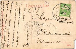 1915 Hátszeg, Hateg; Fő téri részlet, őrboldogfalvi Kendeffy kastély, B. Popovits vas és kőolaj rakt...