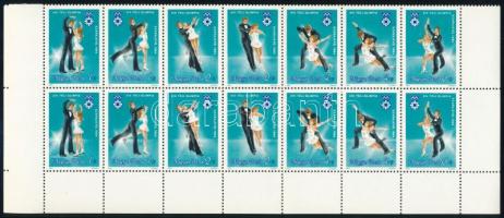 1983 Téli olimpia VII. - Szarajevó ívsarki 14-es tömb (ötsoros ívből), több értéken poloskával vagy lemezhibával