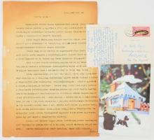 1963 - 1967 Egon Dörner / Dörner Egon régész által írt autográf képeslap, valamint gépelt levél, autográf aláírással, valamint a Dörner család által írt karácsonyi - újévi üdvözlőlap.