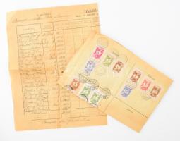 1948 illetéklerovási ív 2 db sok illetékbélyeggel