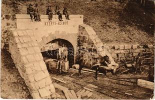 1915 Vulkán, Zsilyvajdejvulkán, Jiu-Vaidei-Vulcan, Vulcan; Keleti altáró, csilléket vontató bányaló, iparvasút, bányászok / mine, industrial railway, mining horse, miners, mine carts (EK)