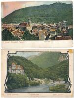 2 db RÉGI erdélyi város képeslap vegyes minőségben: Brassó és Herkulesfürdő / 2 pre-1945 Transylvanian town postcards in mixed quality: Brasov and Baile Herculane