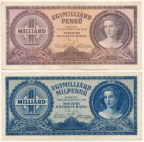 1946. 1.000.000.000P + 1946. 1.000.000.000MP eltolódott nyomat T:F Adamo P28, P34