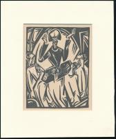 Bortnyik Sándor (1893-1976): Áldozás, nyomat, paszpartuban 15x13 cm