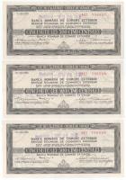 Románia 1983. "Román Külkereskedelmi Bank" 500L utazási csekk (3x) sorszámkövetők bélyegzéssel, perforációval, lyukasztással T:F Romania 1983. "Romanian Foreign Trade Bank" 500 Lei travellers cheques (3x) consecutive serials, with overprint perforation, and hole C:F