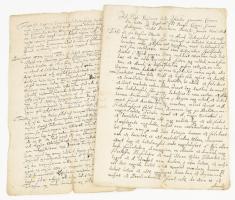 1672. szept. 19., Ungvár, ma [Uzshorod], Ukrajna Csigay Szabó János az ungvári városi tanács előtt hatalmaskodással vádolja felesége, Margit asszony első házasságából született lányát, Asztalosné Csizmadia Katát. A vádak szerint leverte a lakatot kertjének kapujáról és kárt okozott a fáiban is. Továbbá valamikor 18 tallért átadott feleségének, aki elrejtete előle a pénzt, és most biztos benne, hogy az is mostohalánya kezén van. A dokumentum hátulján a városi tanács nyomozott a 18 tallér ügyében, és tanút is talált: Károli Istvánné Szalay Kata asszonyt, aki az alperestől, Asztalosné Csizmadi Katától magától hallotta, hogy van 16 tallérja végszükség esetére, de nem tudja megmondani hol tarthatta. Másik levélben 1672. okt. 17., Asztalosné Csizmadia Kata válasza ügyvéde Pataki János által az őt perelő mostohaapja, Csigay Szabó János hatalmaskodási vádjaira. A kert haszonélvezetének fele édesanyja után maradt örökség, így az őt is megilleti, tehát nem hatalmaskodott, hiszen Csigay lakatot se tarthatott volna a kapun. Asztalosné visszautasítja a fával való károkozást is, és Csigayt a fiatal fák korai kivágásával vádolja. A 18 tallért érintő vádakat elutasítja, kész megesküdni, hogy sose látta a pénzt. A városi tanács tagjai: Kállay Mihály, Széchy János, Ötvös István, Dengy Pál, és a városi ülnökök úgy döntöttek, hogy nem történt hatalmaskodás, illetve rendelkeztek az anya halála utáni javak elosztásáról egyenlő arányban. Három beírt oldal magyar, kisebb részt latin nyelven.