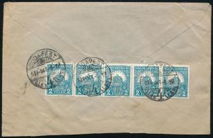 1931 Pesti Magyar Kereskedelmi Bank levél Pengő-fillér 2f céglyukasztásos 5-ös csíkkal bérmentesítve