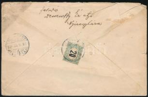 1904 Levél Turul 10f bérmentesítéssel Nyíregyházáról Budapestre, 20f portóval