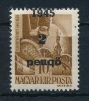 Nagyvárad I. 1945 2P/10f elcsúszott felülnyomással, Bodor vizsgálójellel
