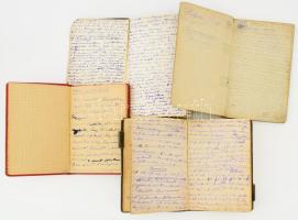 1907-,1917,1919 I. világháborús katona és hadifogoly kézzel írt naplója. Több száz oldalon 4 noteszben