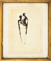 Aczél Ilona (1929-2000): Alakok (József sorozat) Akvarell, papír, jelzett. Üvegezett fakeretben. 22x17 cm.