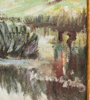 Azonosítatlan jelzéssel: Tavaszi táj, Olaj, vászon, fakeretben, 49x59 cm