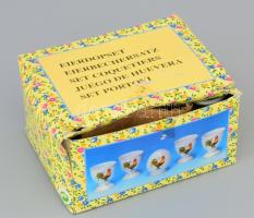 5 részes kakasmintás lágytojás kínáló szett, dobozában