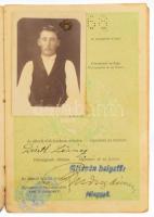 ca 1930 Fényképes útlevél