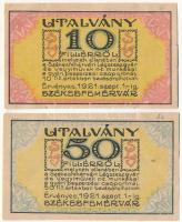 Székesfehérvár 1921. 10f + 50f "Légszeszgyár és Vegyiművek Részvénytársaság" T:AU,XF hajlá...