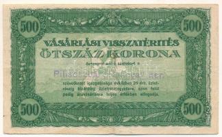 1920. Piliscsaba 500K "Vásárlási visszatérítés" "Piliscsabai Hangya ker." felülbélyegzéssel T:F erős papír