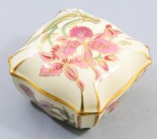Zsolnay virágmintás bonbonier, jelzett, hibátlan, 8x8 cm