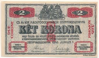 Ostffyasszonyfa / Hadifogolytábor 1916. június 1. 2K arab sorozat- és sorszámmal "10 0732" T:AU Hungary / Ostffyasszonyfa / POW Camp (Kriegsgefangenenlager) June 1st 1916. 2 Korona / Kronen arabic series and serial numerals "10 0732" C:AU Adamo HHO-2.4