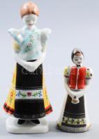 Hollóházi 2 darab matyó lány, jelzett, hibátlan, m: 11-16 cm