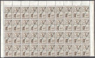 Számlailleték bélyeg 1945 20P 21 db 40-es ívdarab + 500P hajtott 100-as teljes ív (1.410.000)