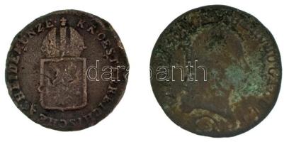 1812S 1/2kr Cu "I. Ferenc" Szomolnok + 1816S 1/4kr Cu Szomolnok T:VF-F, patina, hajlott le...