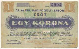 Csót / Hadifogolytábor 1916. augusztus 1. 1K sorozatszám nélkül, "4994" sorszámmal T:VG Adamo HHC-1.3.2