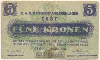 Csót / Hadifogolytábor 1916. augusztus 1. 5K sorozatszám nélkül, "1408" sorszámmal T:VG
A...