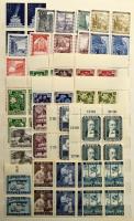 Ausztria négyestömb gyűjtemény 1947-1969, kb 290 klf négyestömb, bélyegek, emlékívek 8 lapos A4-es b...