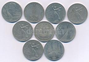 Szovjetunió 1975-1985. 1R Ni-sárgaréz forgalmi emlékérme (9db, 6xklf) T:VF Soviet Union 1975-1985. 1 Rouble Ni-brass circulating commemorative coin (9pcs, 6xdiff) C:VF