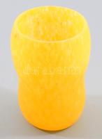 Márványüveg váza, jelzés nélkül, hibátlan, minimális pattogzással, m: 14 cm