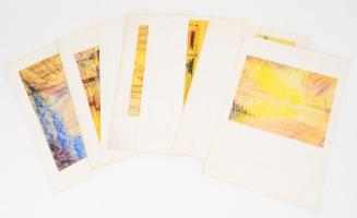 Jelzés nélkül, 7 db mű: Vízparti tájak (Balaton?). Kréta, papír, 5,5x29 és 16x25 cm közötti méretekben.