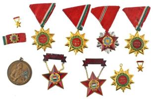 1964. "Munkásőr Emlékérem", "A haza, a nép hűséges szolgálatáért" bronz kitüntetés mellszalag nélkül + 1966. "Szocialista Hazáért Érdemrend" zománcozott bronz kitüntetés mellszalaggal, hiányzó címer rátéttel + ~1970. "Kiváló Dolgozó" aranyozott, műgyantás fém kitüntetés miniatűrrel (2x) + 1970. "Felszabadulási Jubileumi Emlékérem" aranyozott, zománcozott bronz kitüntetés mellszalagon (3x) + mellszalag nélkül (1x) + miniatűr szalagsávon (1x) T:XF-VF, hiányzó címer