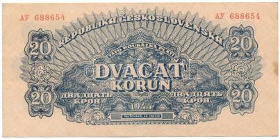 Csehszlovákia 1944. 20K "AY 688654" T:VF,F Czechoslovakia 1944. 20 Korun "AY 688654" C:VF,F Krause 47.