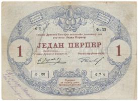 Montenegró 1914. 1P "22 674" T:F Montenegro 1914. 1 Perpera "22 674" C:F Krause 9.